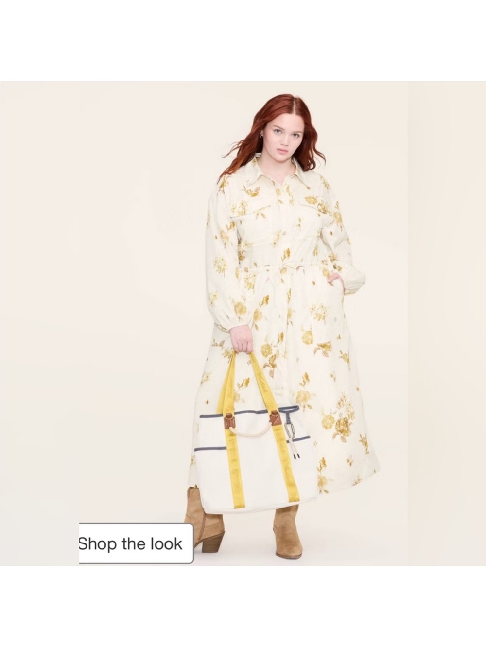 Woolrich Cream Floral Long-Sleeve Maxi Dress